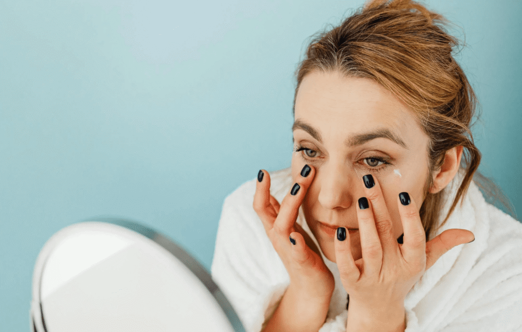 looking at mirror tired eyes